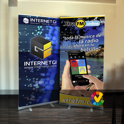 expositor roll-up display eventos ferias